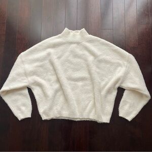 Sincerely Jules Womens Cozy Cream/ivory Mock Neck Fuzzy Sweater Size large